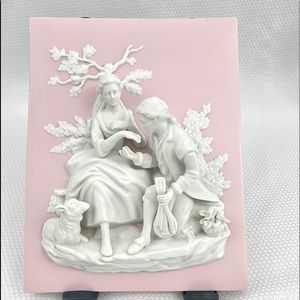 Vtg. “Alt Meissen Art” by Andrea 3D Porcelain Couple High Relief Plaque